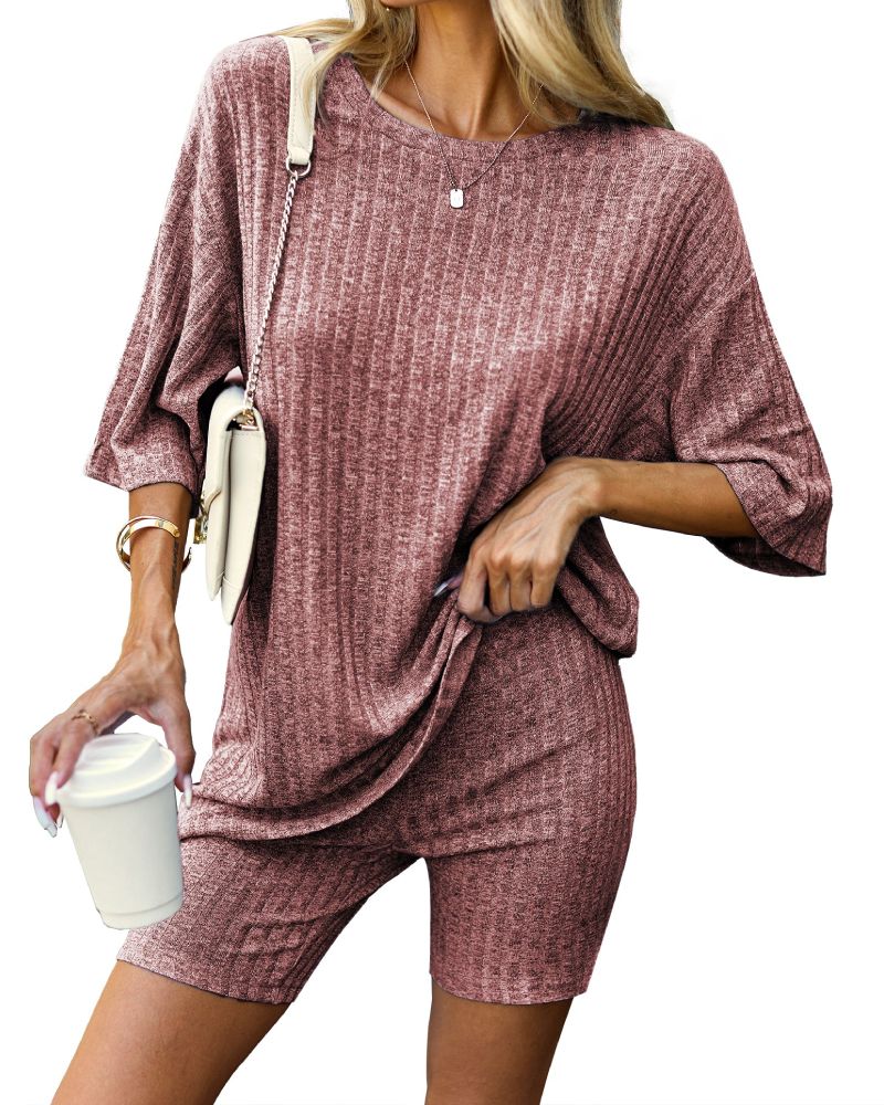 Knit Pajamas 2 Piece Lounge Sets