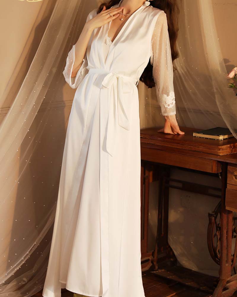 Sexy Lace Embroidered Pajama Set