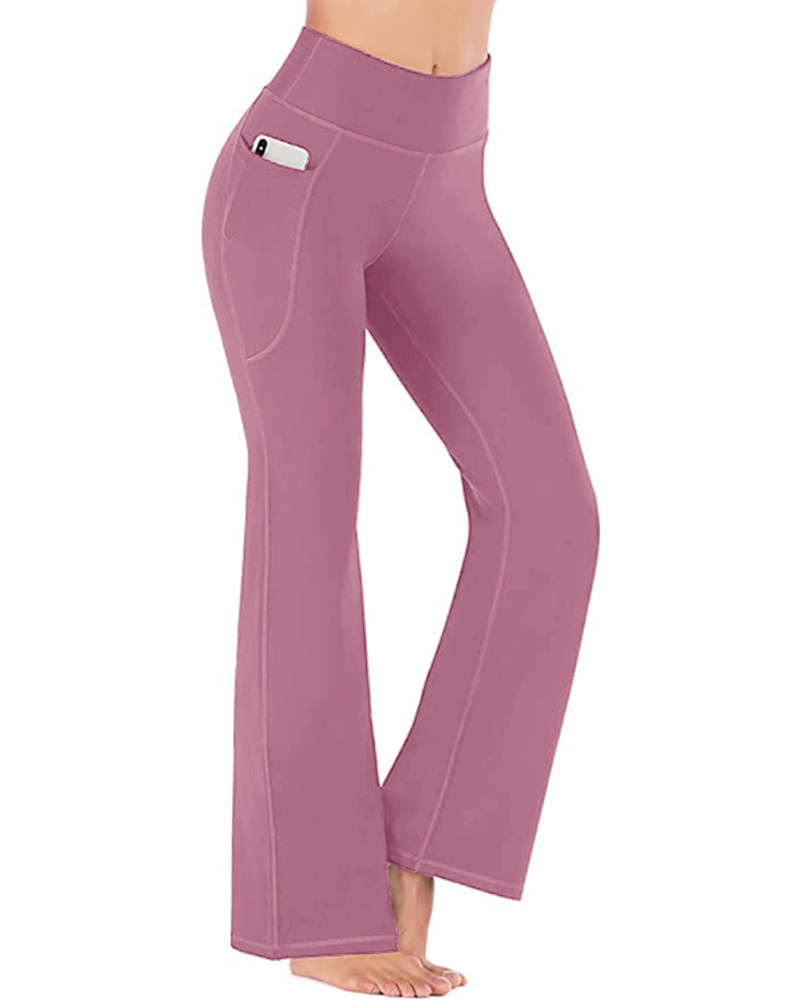 High Waisted Elastic Tummy Control Flared Yoga Pants