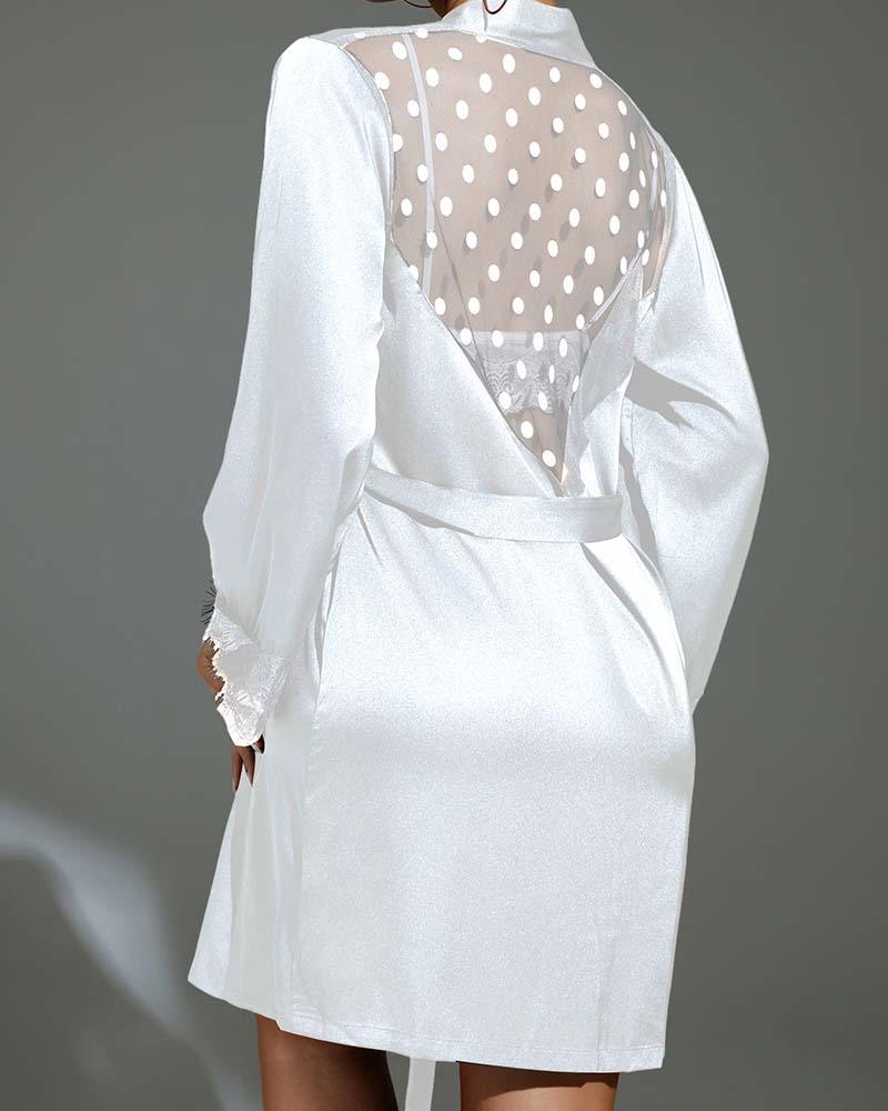 Mesh Polka Dot Ice Silk Patchwork Home Clothes