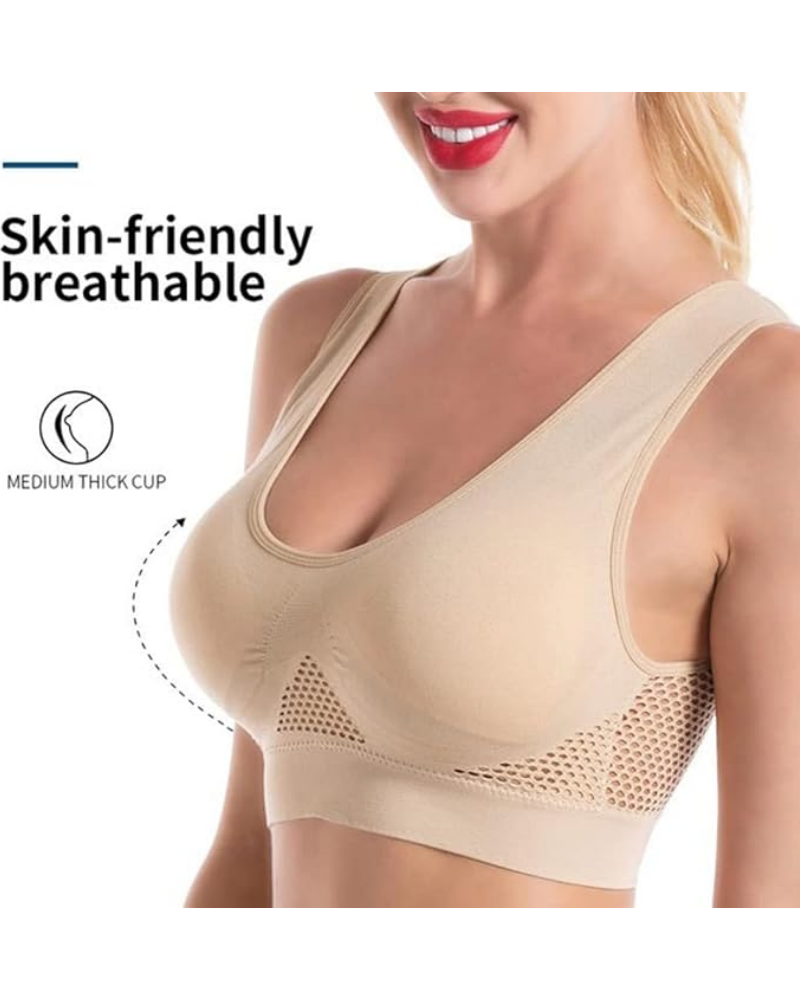 Women's Hollow Out Anti-Sagging High Support Sports Bra Breathable Yoga Top Bras