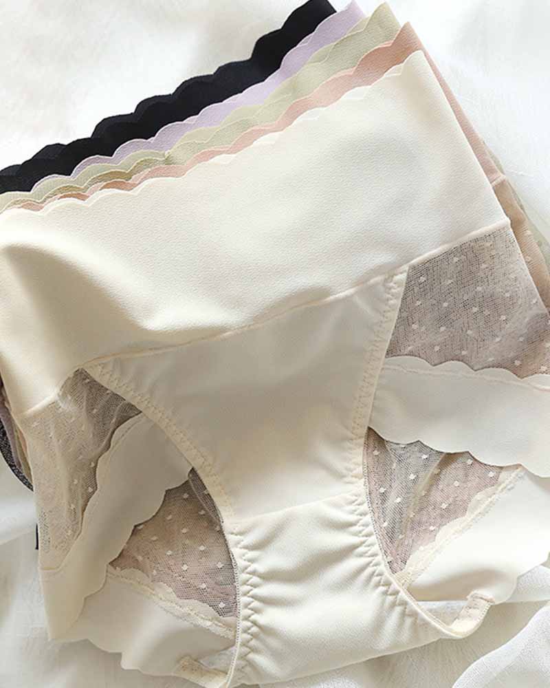 High-Waisted, Anti-Bacterial Crotch Mesh Panties