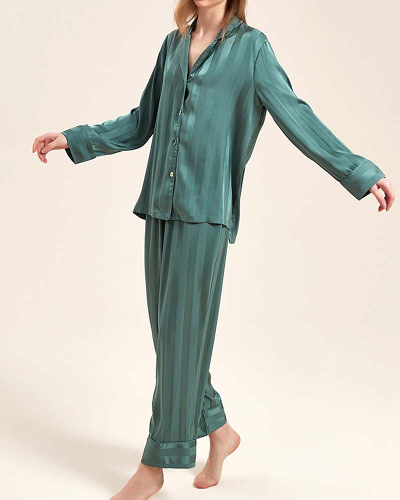 Fine Double Sided Jacquard Striped Silk Loungewear