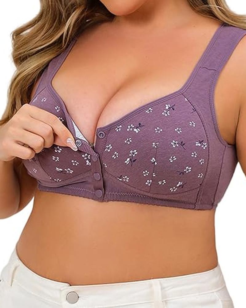 Printed Front Buckle Bra