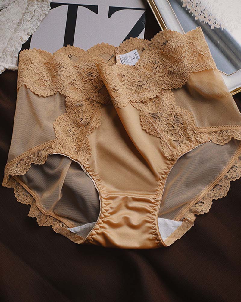 Women's Plus Size Underwear, Ladies Sexy Lace High Waisted Panties, Soft Full Breathable Briefs