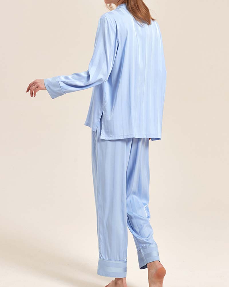 Fine Double Sided Jacquard Striped Silk Loungewear