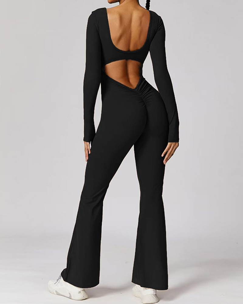 Beautiful Back Long Sleeve Yoga Jumpsuit