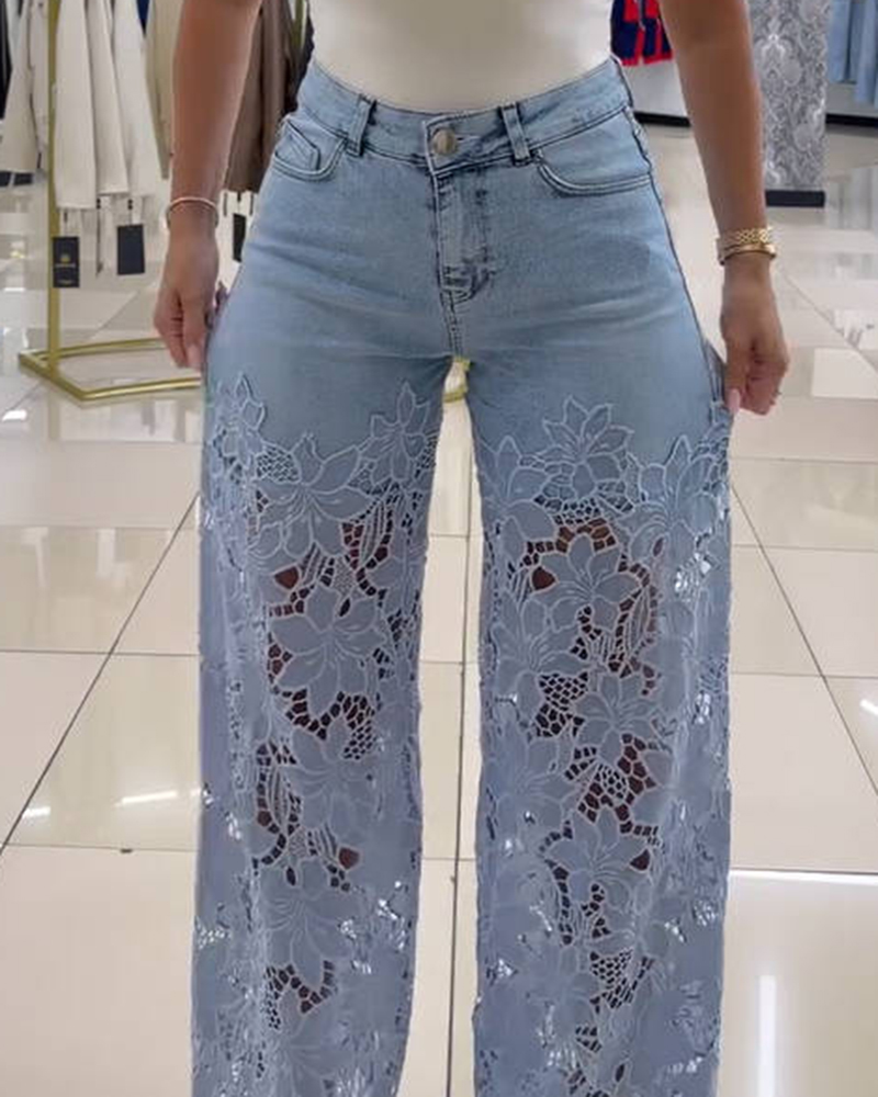 Laced Baby Blue Jeans